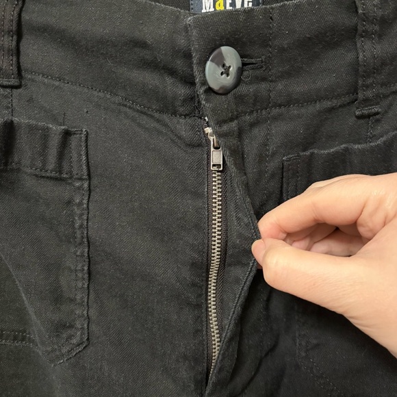 Anthropologie Maeve The Colette Cropped Linen Wide-Leg Pants Black Size 30 - Picture 6 of 11